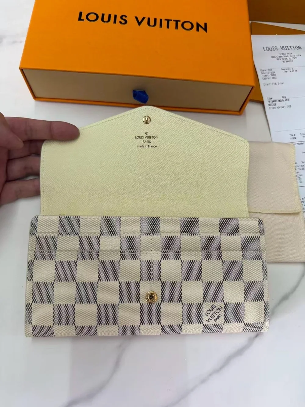 Louis Vuitton Damier Azur Check Wallet - Cream/Blue-Gray
